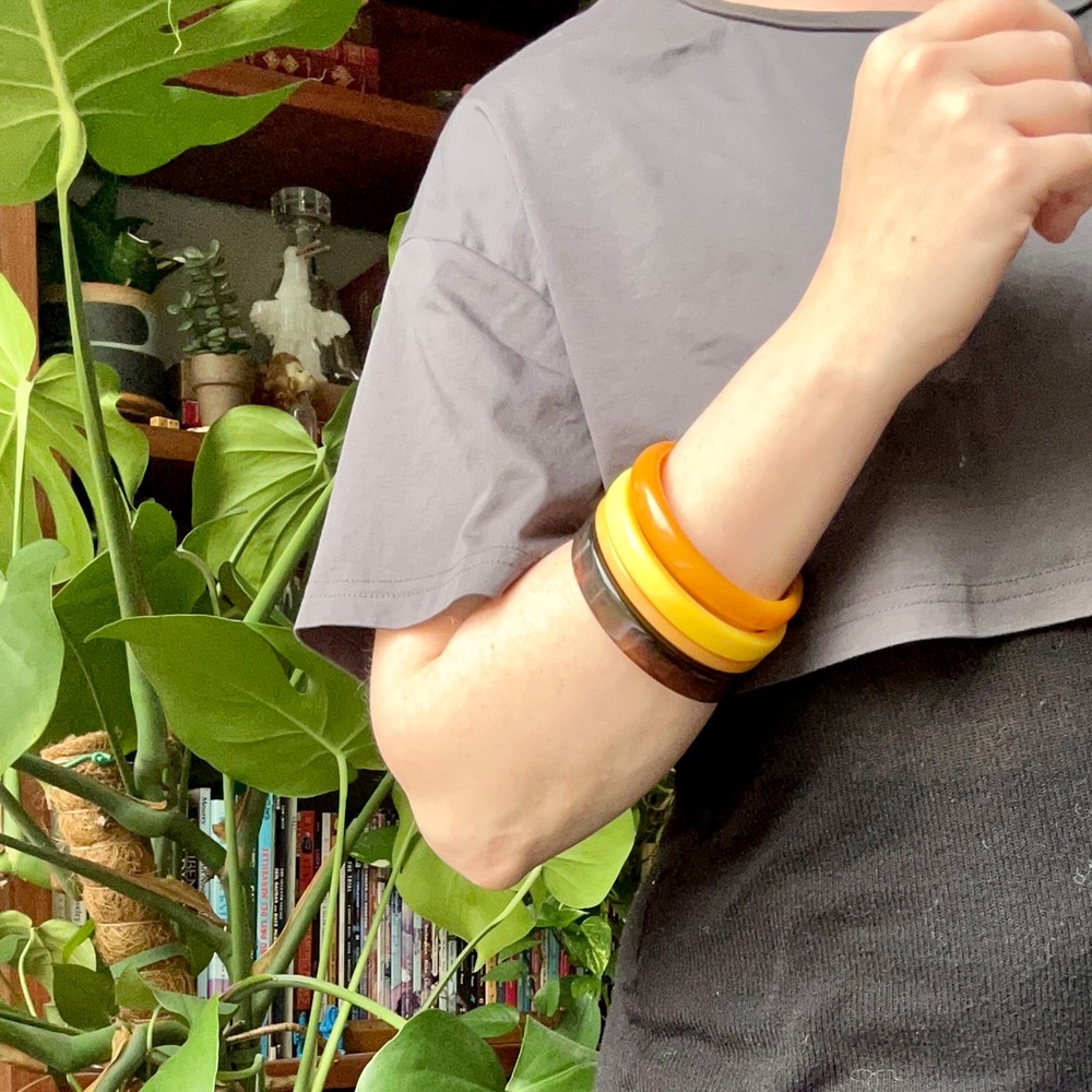 Vintage 50s bangles butterscotch tortoise - Picture 4 of 12